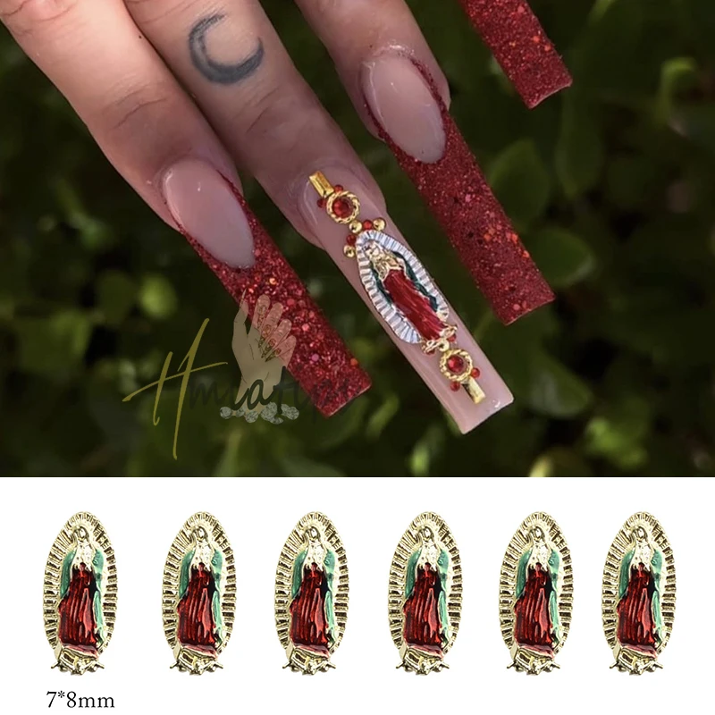 20 PCS Virgin Mary Nail Charms 3D Retro Virgen De Guadalupe Nail Decorations San