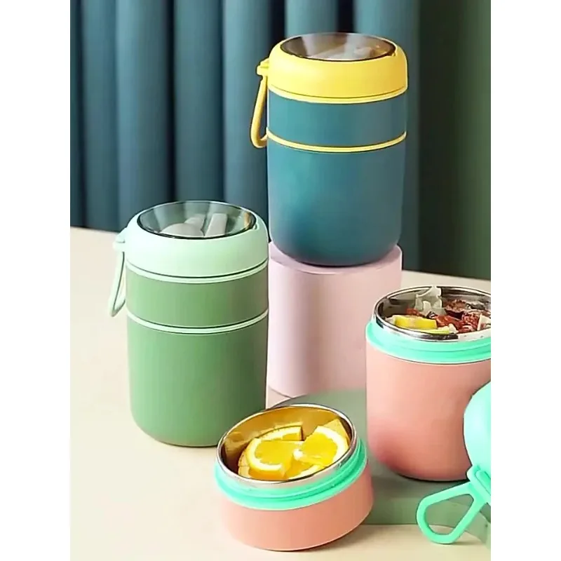 710ml Double-Layer Stainless Steel Food-Grade Insulated Canister Lunch Box with Long-Lasting Temperature Retention