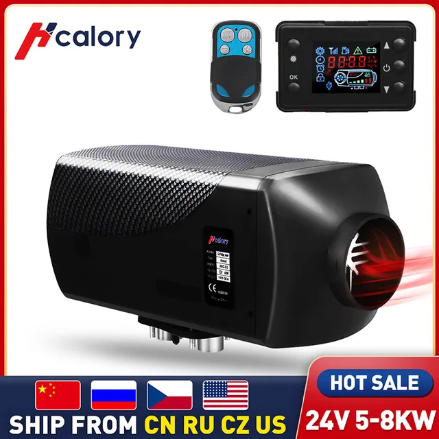 Hcalory 24V 5-8KW Car Heater Air Diesel Heater with LCD Switch Silencer Remote Control Car Heater for Truck Boat Trailer Bus 1