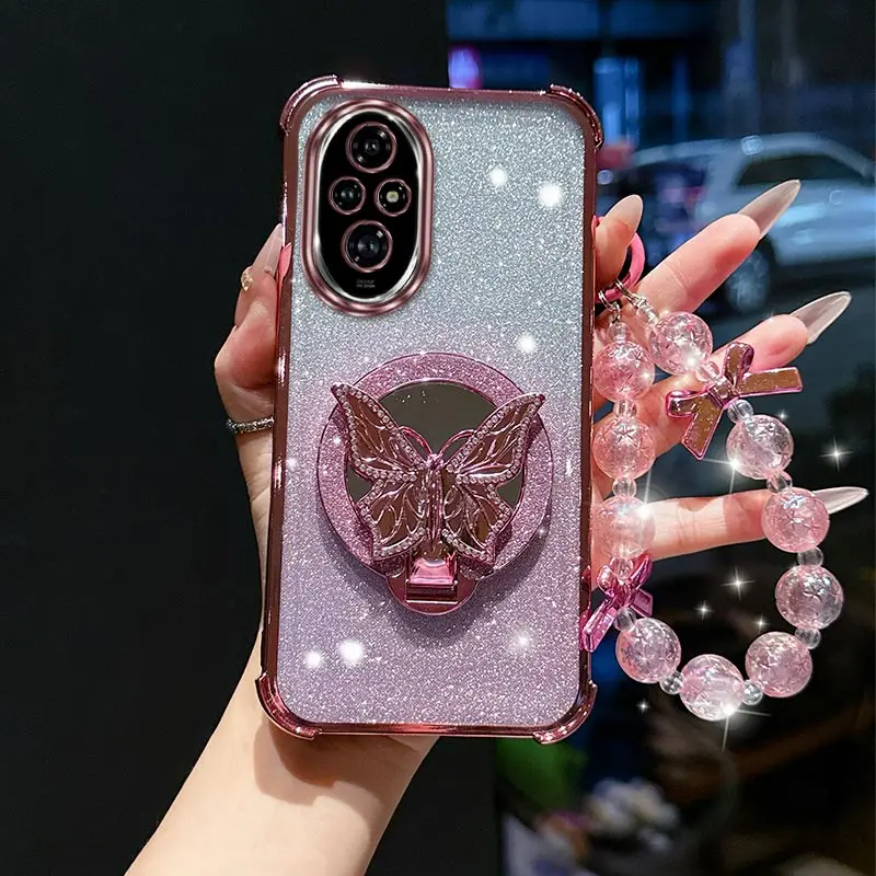 Elegant Butterfly Bracket and Lanyard Phone Case