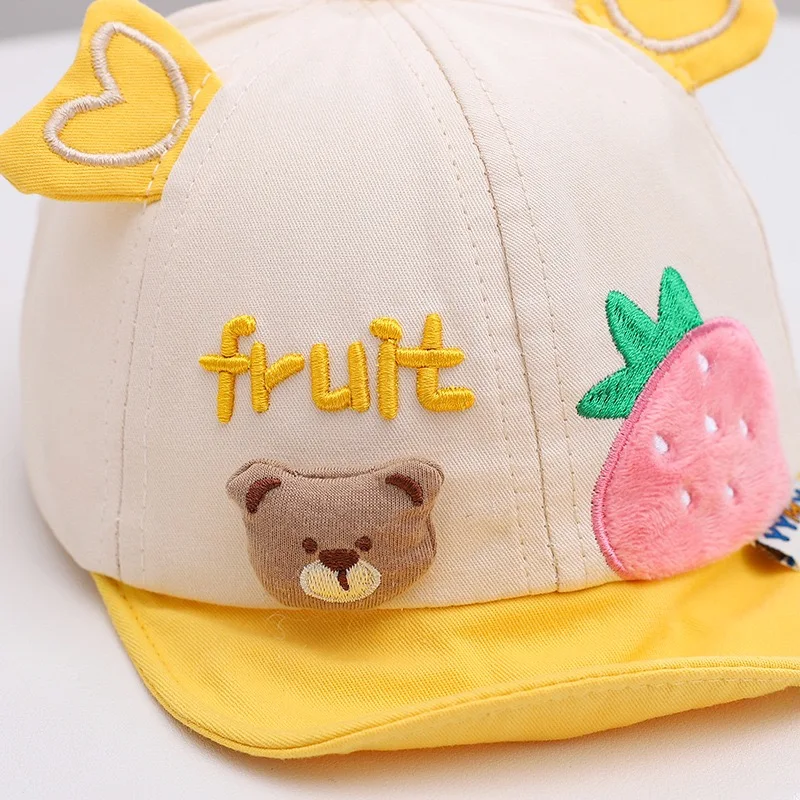 New Style Children's Cartoon Bear Embroidery Cap Boys Girls Outdoor Sunshade Cute Decoration Hat Lovely Kids Baseball Cap ﻿