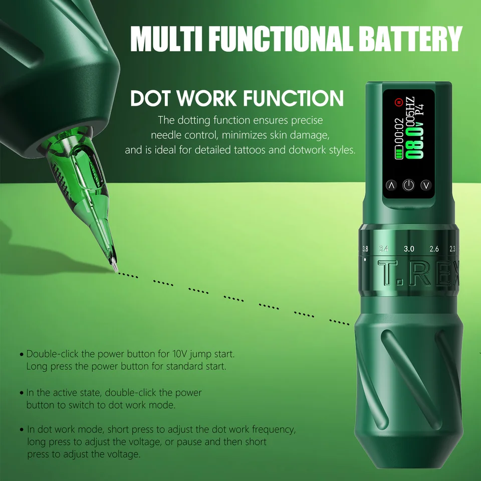 Tattoo Gun Kit T-Rex Tattoo Kit Complete Wireless Tattoo Machine