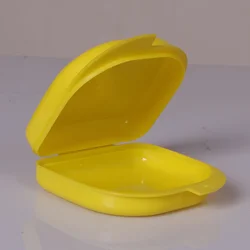 Single Denture & Retainer Protective Case - Durable Plastic Storage Box (Yellow)