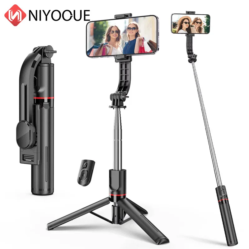 Perche à selfie avec trépied extensible, support portable pour téléphone portable, idéal pour les diffusions en direct et les voyages (compatible iPhone/Android)._voghion.com