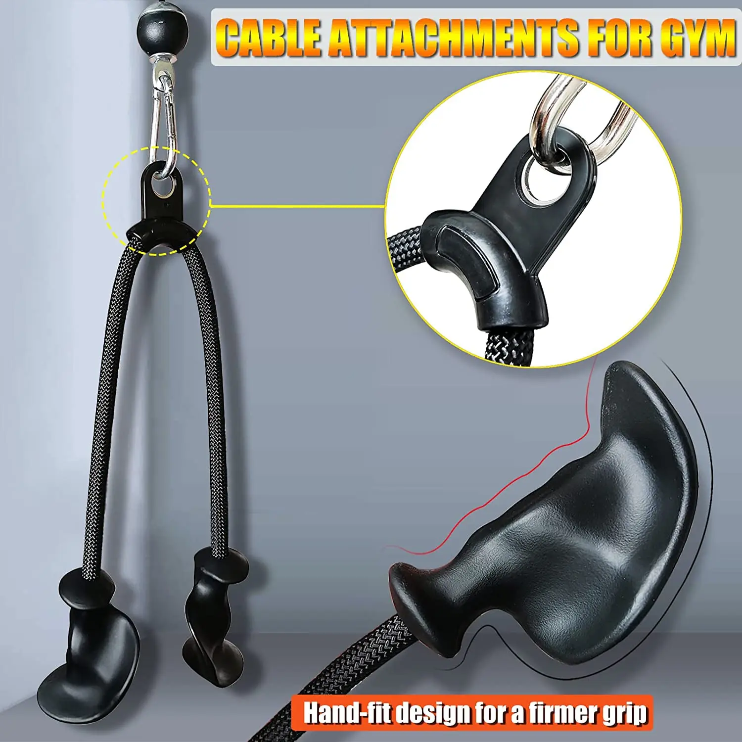 Ergonomic Triceps Rope Pull Down Attachment with Anti-Slippery Natural Rubber Grip for Activating More Muscle Fibers Facepulls 3