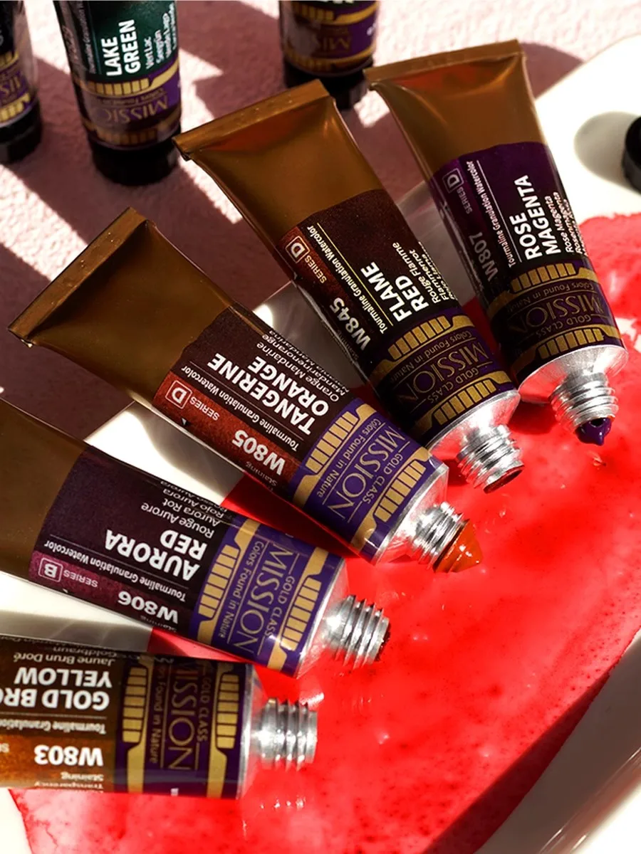 MISSION Gold Glass Tourmaline two tone GRANULATION Watercolors 15ml Artist Beginner Drawing acuarela pigments