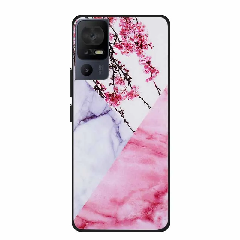 Luxury Silicone Protective Soft Phone Case with Marble Art Design in Vibrant Colors