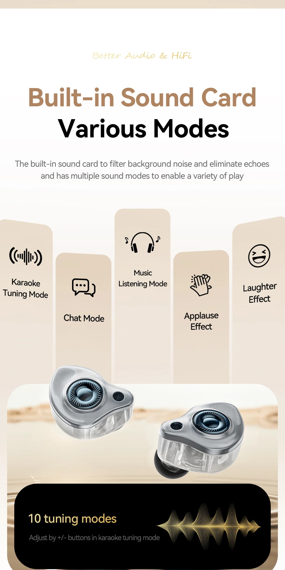 Type-C Karaoke Earphones With Built-in Sound Card HiFi Stereo Music Wired Earbud