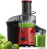 SiFENE Centrifugal Juicer Machine, Rapid 1000W Juice Extractor, Large 3.2'' Feed Chute for Whole Fruit & Veg Juicing, Red 1