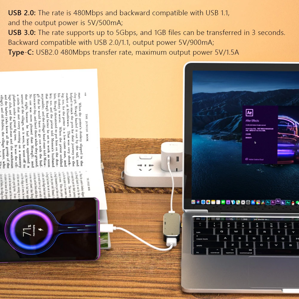 Type-C 허브 분배기 PD100W USB3.0/USB2.0/USB3.1 HDMI 호환 USB 확장기 PC 컴퓨터 노트북 분배기