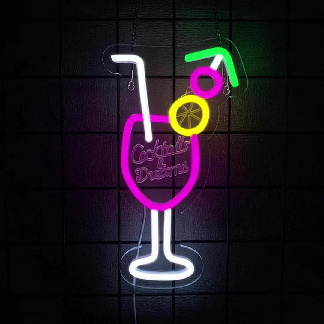 Cocktails and Dreams Neon Sign for Wall Decor,LED Neon Light Signs