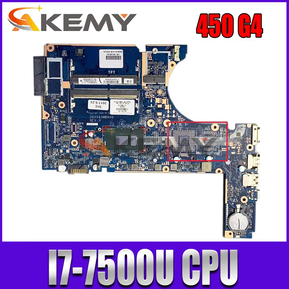 Материнская плата для ноутбука HP 450 G4 470 907712-601 DA0X83MB6H0 с процессором SR2ZV i7-7500U DDR4 |