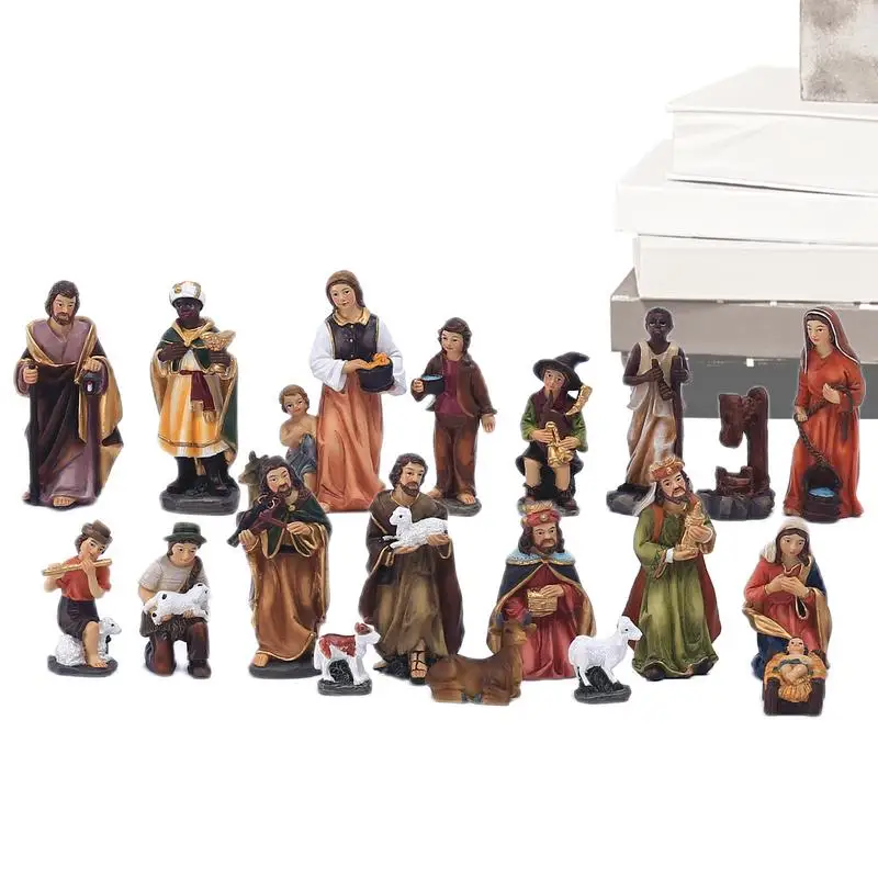 

Christmas Nativity Scene Set Set Of 20pcs Resin Manger Mini Figurines For Christmas Seasonal Decors For Fireplace Shelves