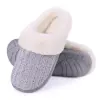 Comwarm Winter Knit Fur Slippers For Women Fleece Lined Plush Slippers With Memory Foam Soft Comfort Warm House Fuzzy Slides 1