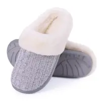Comwarm Winter Knit Fur Slippers For Women Fleece Lined Plush Slippers With Memory Foam Soft Comfort Warm House Fuzzy Slides 1