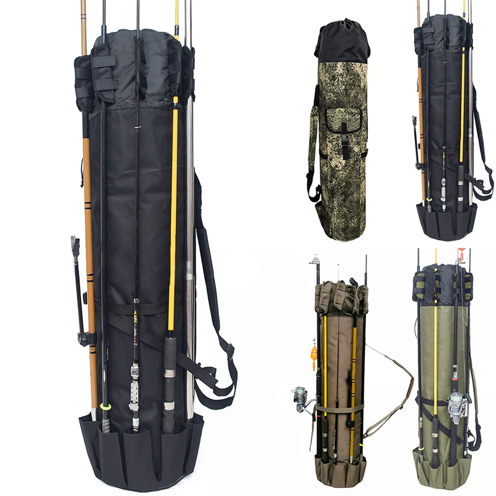 FishingPoleBag5PolesFoldingOxfordFabricFishingTackleCarryCaseBagLargeCapacity