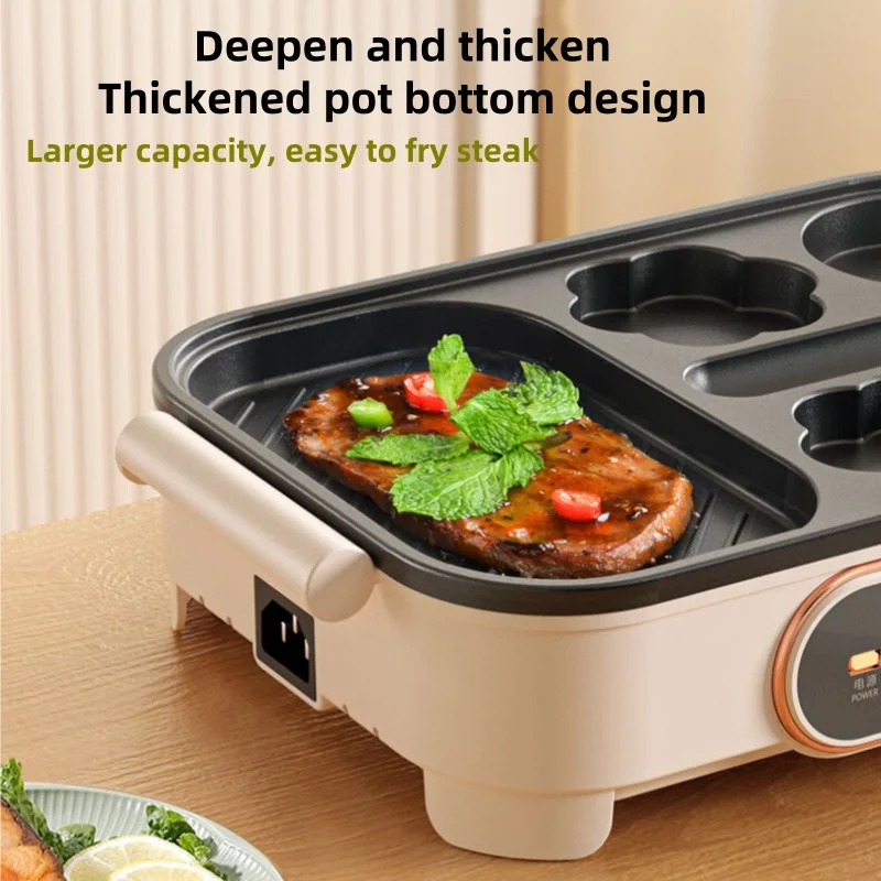 220V Breakfast Maker with 3-in-1 Functions, Non-stick Coating, and Easy-to-Clean Plates, Ideal for Eggs, Pancakes, and Sausages