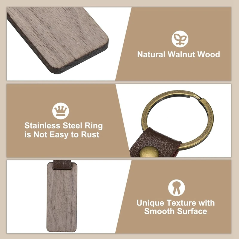 Wood Keychain Blanks Personalized Tags Small Key Chain Bulk for Laser Engraving