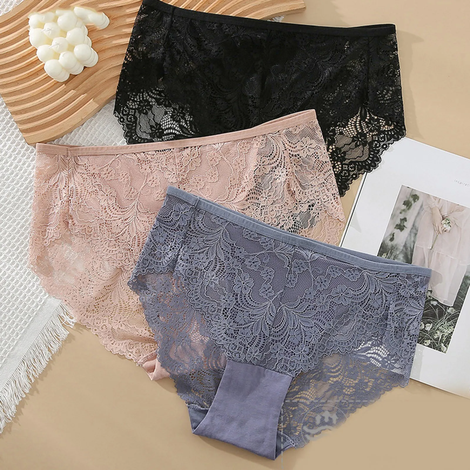 Womens Underwear Sexy Lace Panties Stretch Soft Ladies Hipster