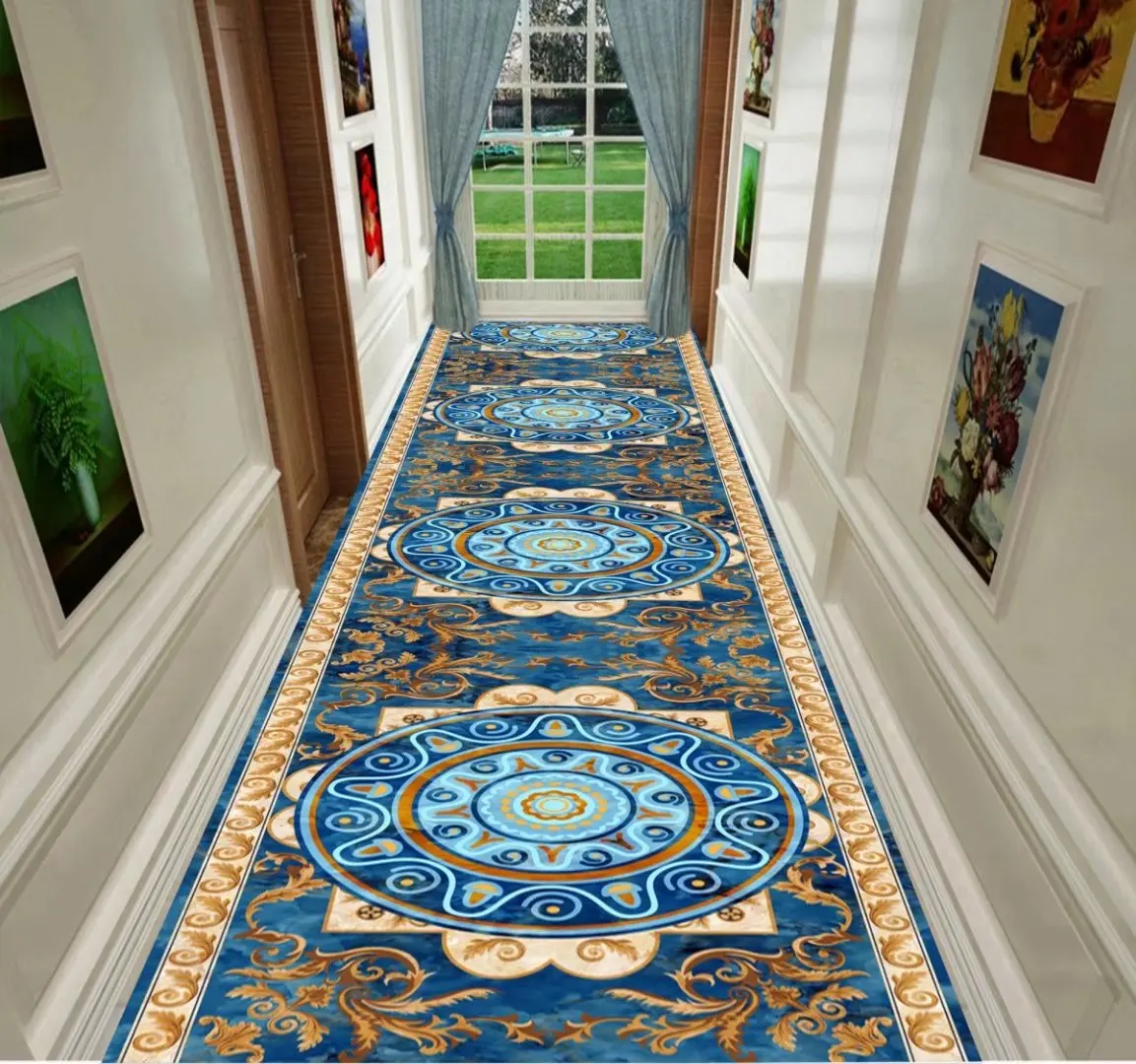 

European Runner Long Corridor Carpets for Hallway Decoration Home Floor Mats Luxury Lobby Aisle Entryway Decor Area Rug Washable