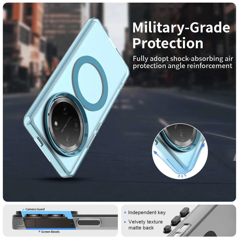 Magnetic Matte Translucent Armor Shockproof Case with MagSafe Wireless Charging Compatibility
