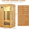 2024 Upgrade 1 to 2 Person Sauna, 6 Heating Plate Infrared Physical Therapy Wooden Dry Steam Sauna, Low EMF, MP3 Auxiliary 6