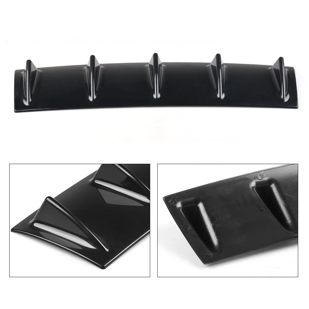 ABS Plastic Universal Black/Carbon Rear Bumper Lip Diffuser Spoiler 5 Fin Car Back Bumper Lip Deflector Splitter Car-Styling