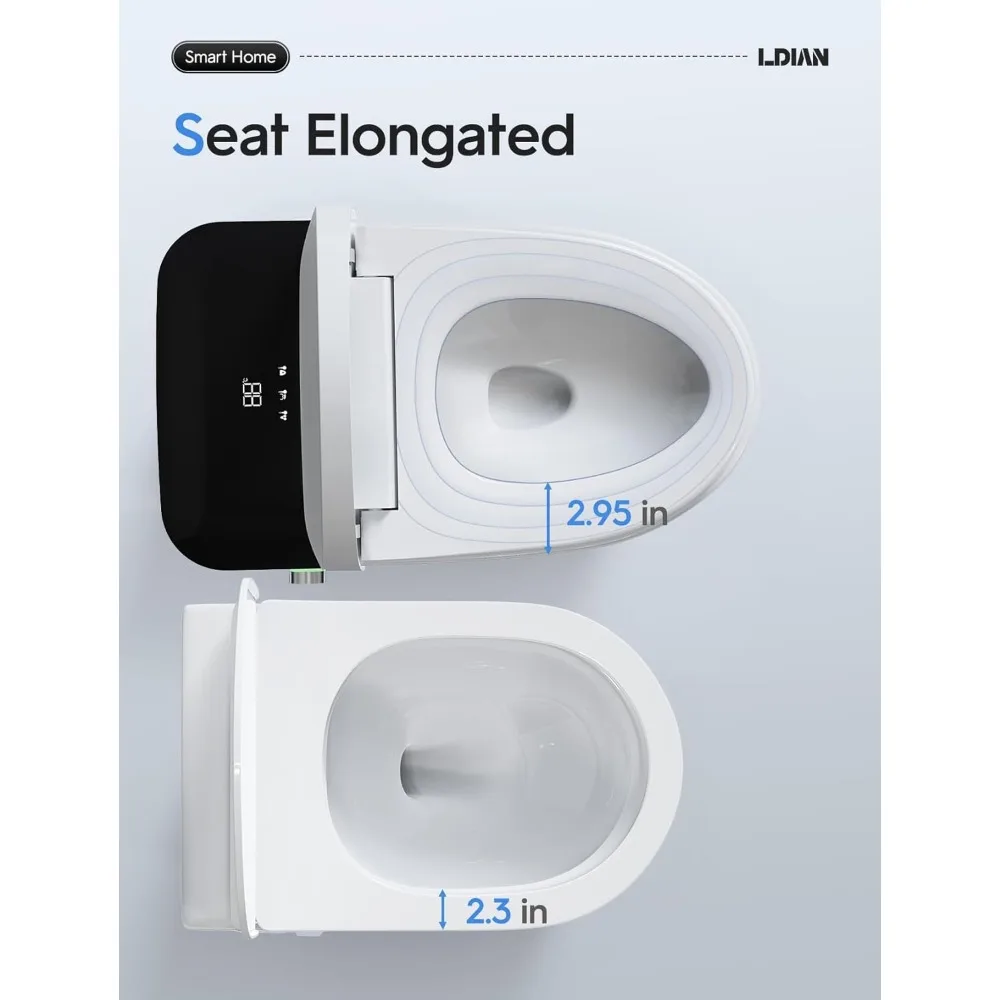 Smart Toilet, Display Tankless Toilet with Warm Water Sprayer and Dryer, Heated Bidet Seat, One Piece Bidet Toilet 5