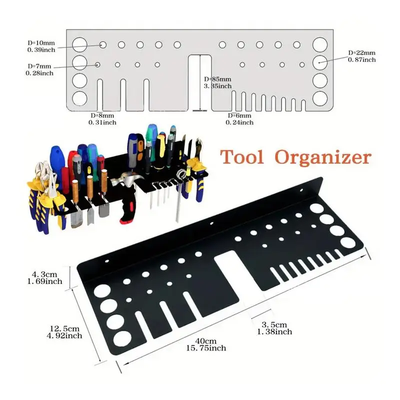 Screwdriver Storage Rack Heavy Duty Metal Multi-functional Tool Organizer Storage Shelf 40cm/15.75 Inch Hand Tool Organizer 6