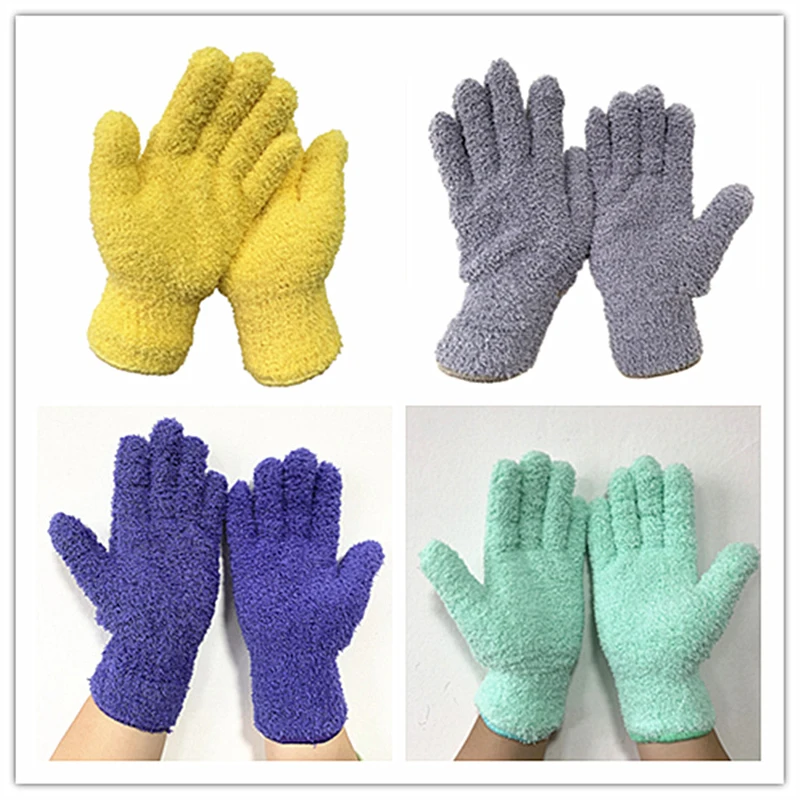 1 Par Car Wash Microfiber Dust Gloves Coral Fleece Gloves Cleaning Housework Absorbent guantes de lavado de autos
