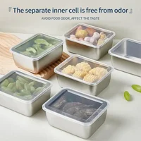 Récipient de conservation des aliments en acier inoxydable avec couvercle – Boîte hermétique de conservation des aliments frais pour réfrigérateur |   Petit organisateur de cuisine épais 4