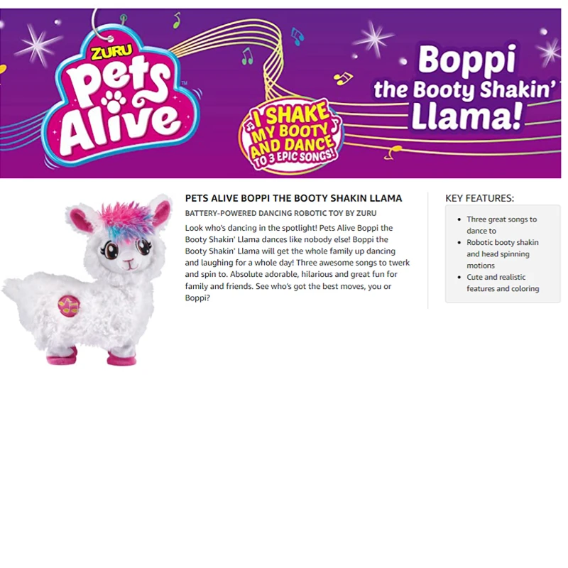 New Surprise Doll Pets Alive Boppi The Booty Shakin Llama BatteryPowered  Dancing Robotic Toy By Zuru White Gift To The Girl