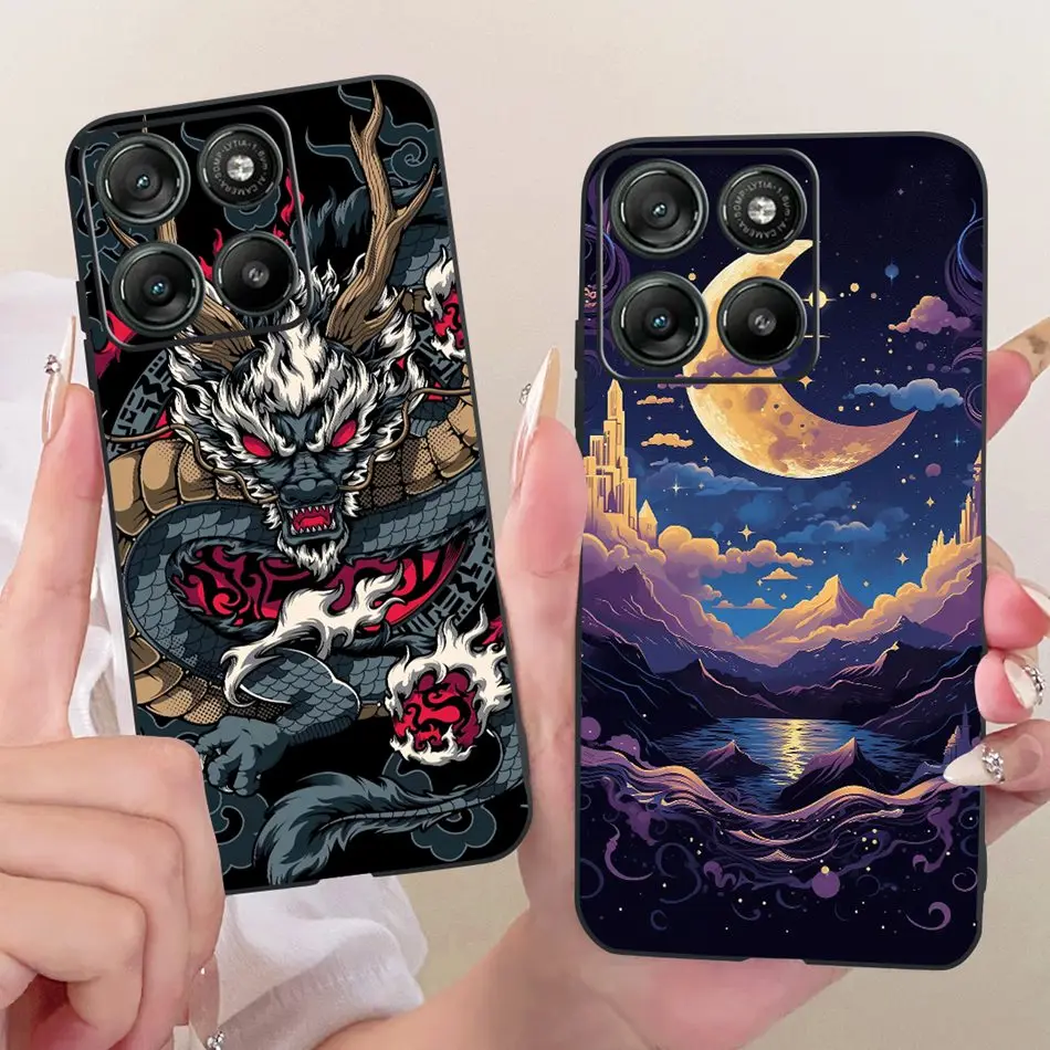 Cool Dragon Tiger Pattern Black Silicone Phone Case with Soft Bumpers