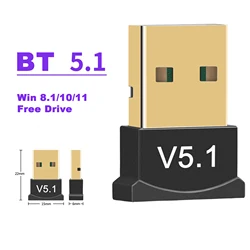 Wireless Bluetooth USB Adapter for PC - Enhanced Audio & Device Connectivity (Bluetooth 5.1)