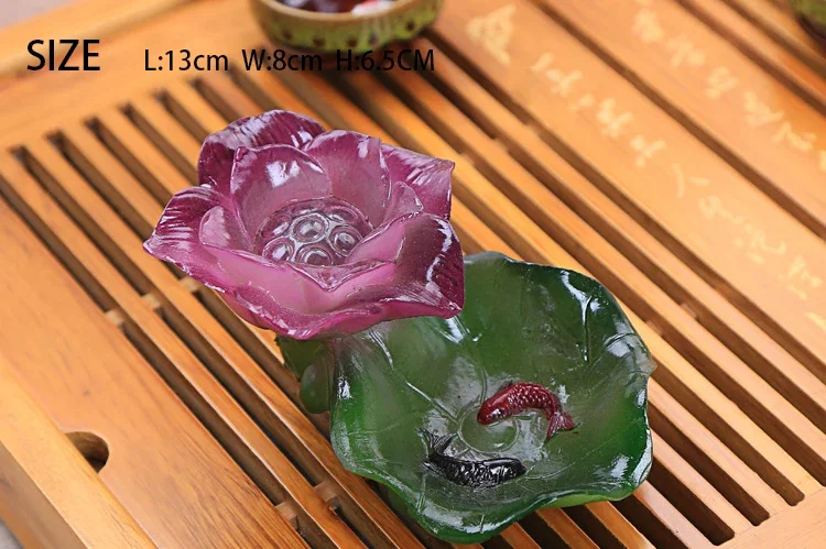 Chinese handicrafts Lotus Statue Tea Pet Resin Color-Changing Lucky flower Figurine Feng Shui Home Ornaments Tea accessories