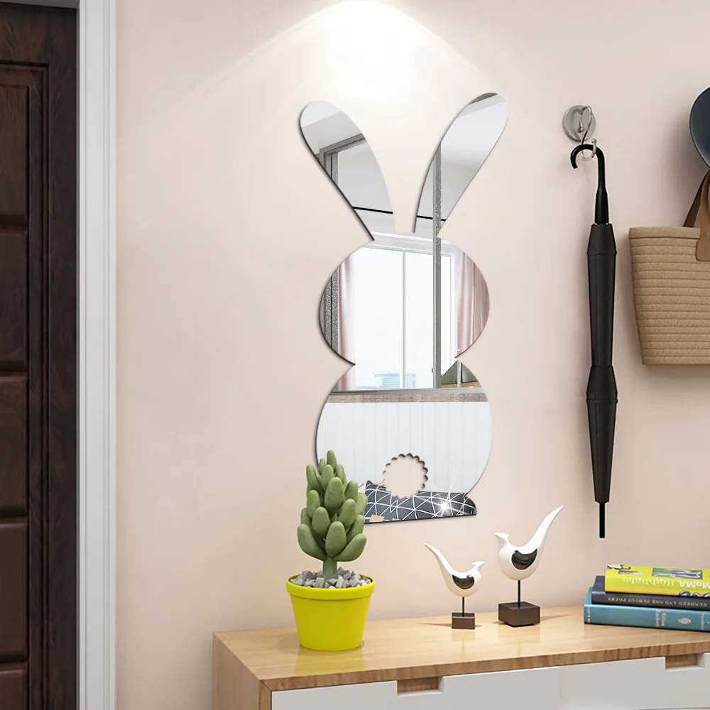 Description Picture 4 of itemEaster Bunny Acrylic Mirror Sticker Happy Easter 3D Self Adhesive Festival Decorative Wall Sticker