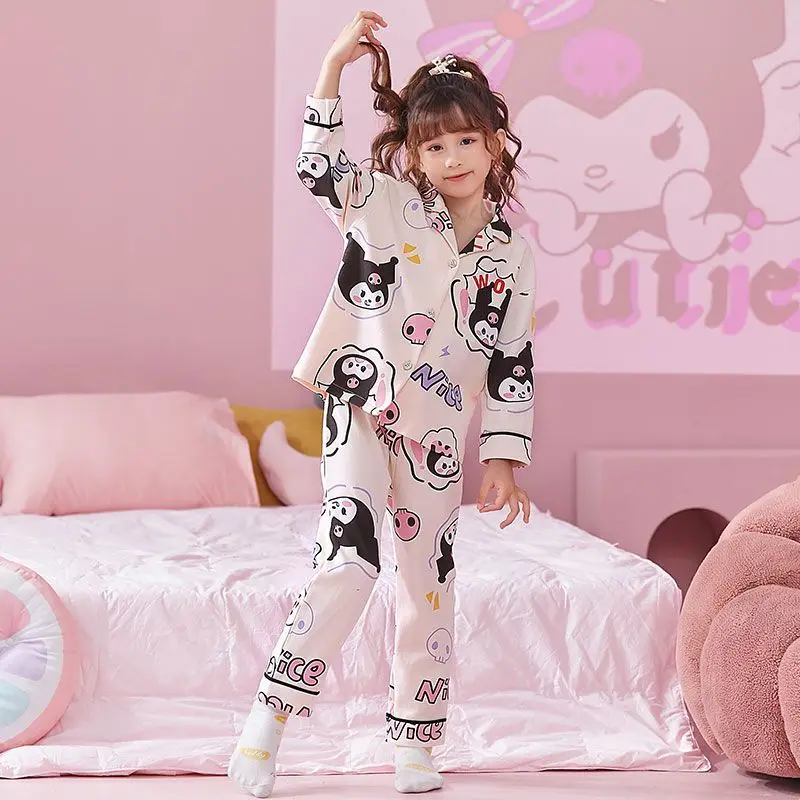 Conjunto de pijama de algodão kawaii infantil, Sanrio Kuromi Cinnamoroll,  pijamas fofos dos desenhos animados, Melody Kids, roupas domésticas, verão  - AliExpress