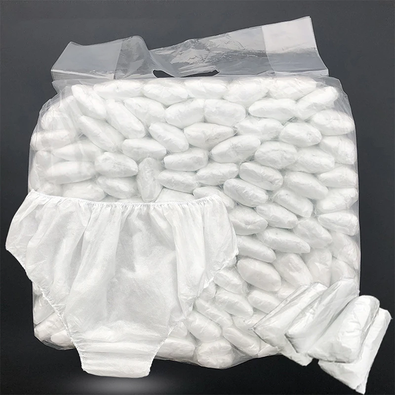 10 Pieces Disposable Non Woven Fabric Briefs Double Thickness White Double Woven Paper Briefs Unisex Foldable Briefs