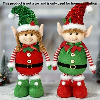 Christmas elves, Classic Stretchable Elf Figurine, Festive Polyester Wall Hanging 1