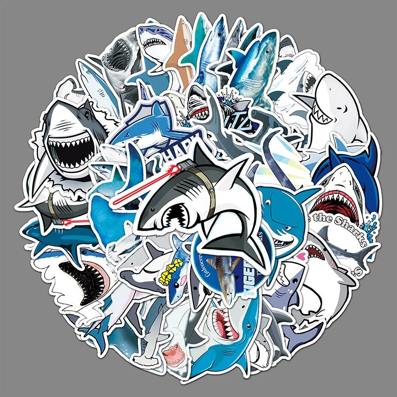 

50Sheets Creative Marine Organism Shark Doodle Stickers Suitcase Helmet Refrigerator Notebook Stickers Children's Gift Toy