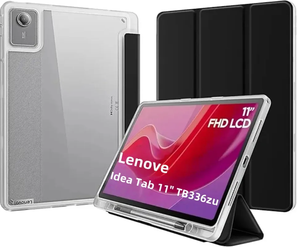 Lenovo Tab 11 Tablet Case with Pen Holder and Folding Stand, Acrylic Clear Hard Cover