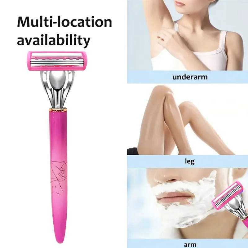 Bikinischeermes voor dames met 3-laags mes, roestvrij staal, veilige ontharing en vervangbare kop._voghion.com
