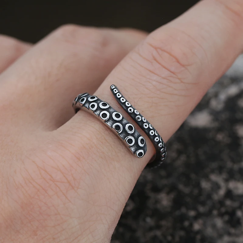 Fashion Men Rings Retro Colour Stainless Steel Vintage Octopus Style Irregular Pattern Trendy Accessories For Man Women Gift 3