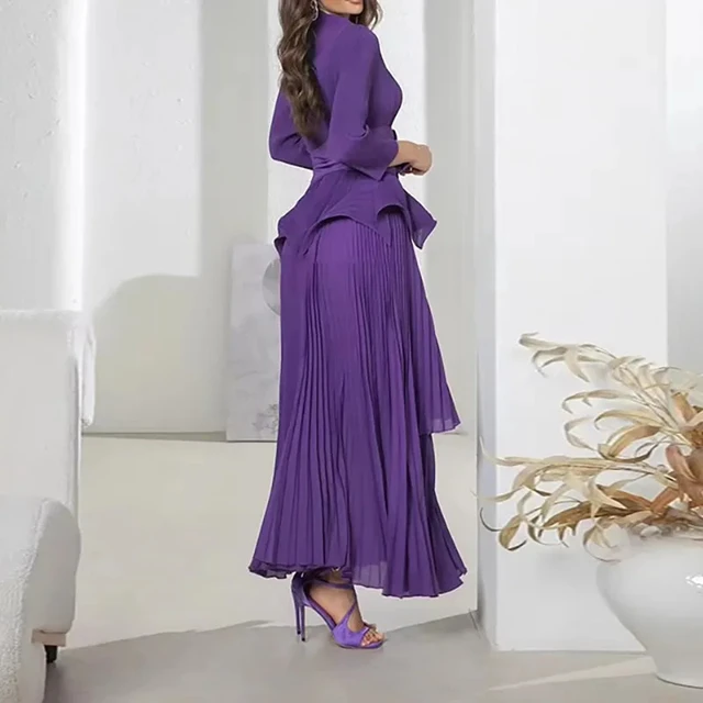 فستان مجموعة صيفية جديدة طويل من قطعتين ناعم مناسب للمناسبات العائلية