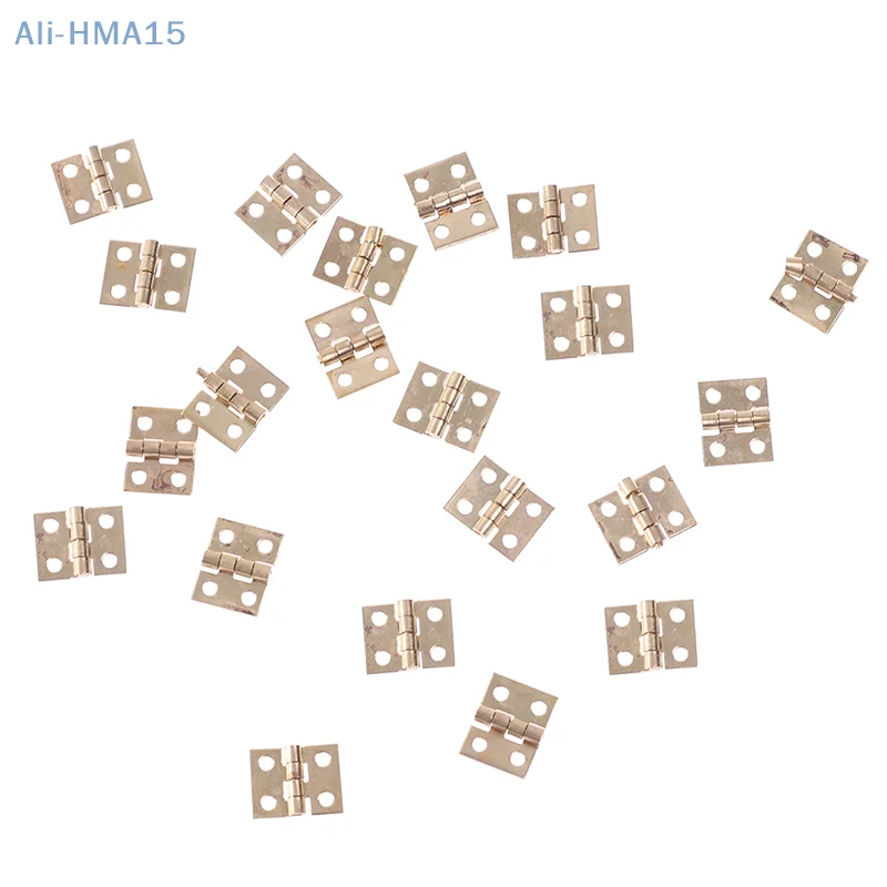 20pcs Cabinet Door Hinges Brass Plated Mini Hinge Small Decorative Jewelry For Use On Delicate Boxes Or Dolls Houses