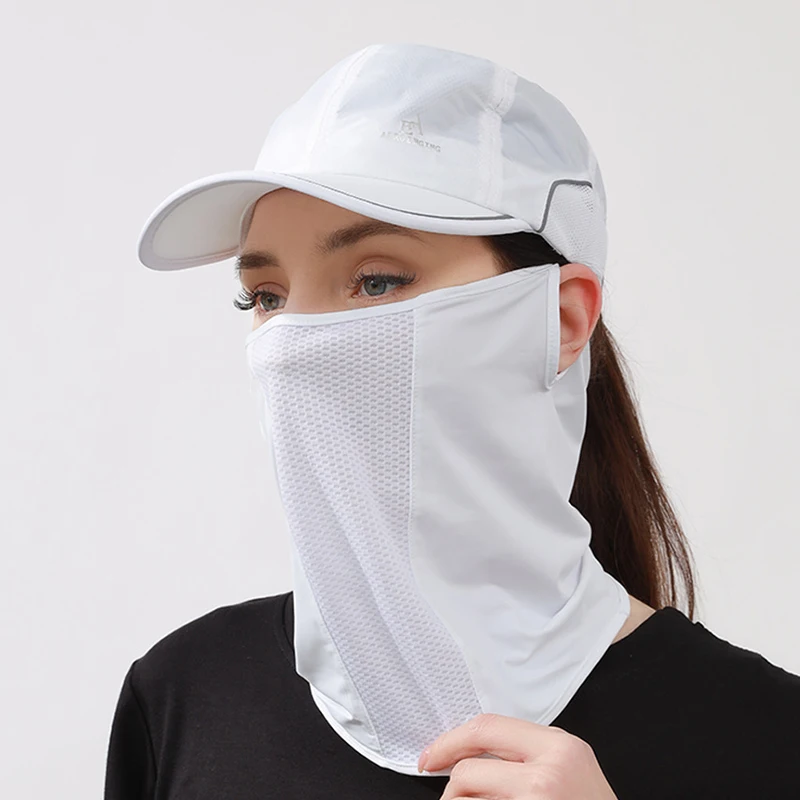 Summer UV Protection Ice Silk Sunscreen Face Scarf Mesh Breathable Neck Wrap Cover sunscreen face scarf