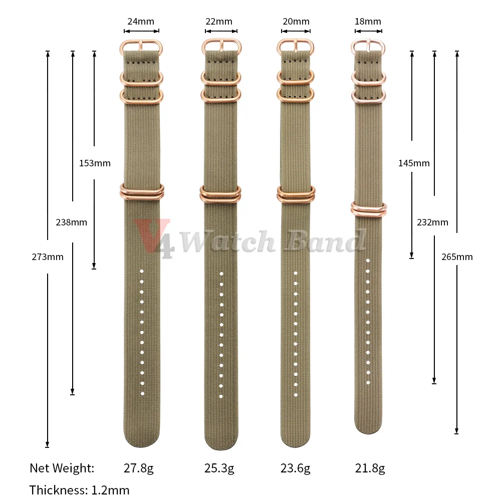 Elegant Rose Gold Buckle Fabric Watchband – Woven Nylon Strap