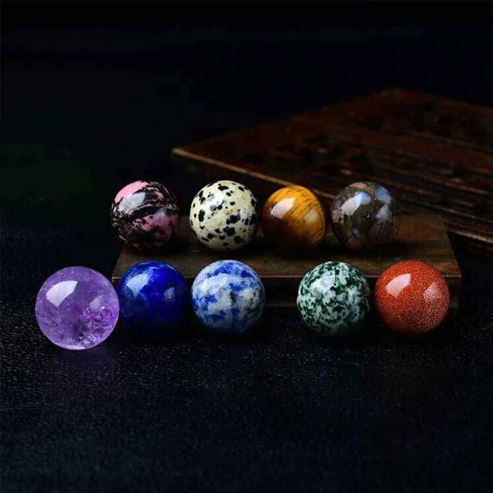 1-20Pcs 직경 20mm 노란색 녹색 빨간색 돌 공 천연 보라색 핑크 화이트 크리스탈 공 공예 홈 인테리어 DIY 장식 선물