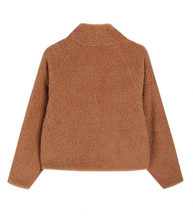 Women's Long Sleeve Patchwork Stand Collar Jacket 2023 New Zipper Design Patchwork Teddy Puffer Coat Daily Casual Short Coat