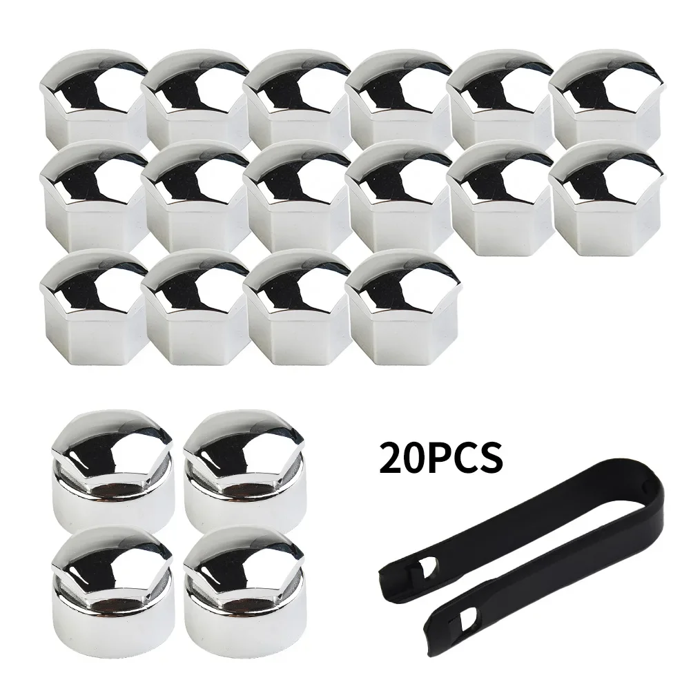 

20x High Quality 17mm Chrome Nut Cap Wheel Bolts + Removal Tools Wheel Set For Any Car Auto Hub Screw Cover Bolt Rims